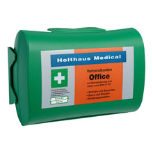 Holthaus Medical Verbandkasten Office (DIN13157) mit Wandhalterung, grünes Gehäuse