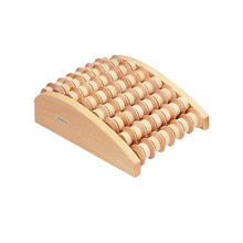 Fußmassage-Roller aus Holz mit vielen Massagewalzen auf breiter Basis