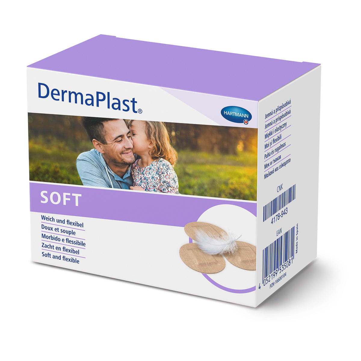 Hartmann DermaPlast® SOFT Pflasterrolle im Spenderkarton, 8 cm, 5 m