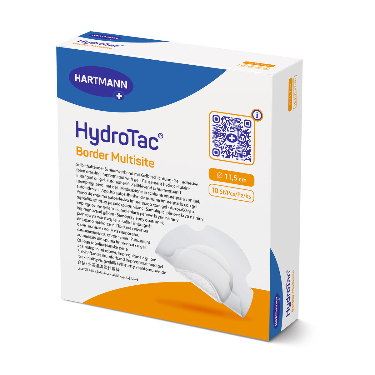 Verbandpackung Hartmann HydroTac® Border Multisite, weiß-blau, mit Größenangabe