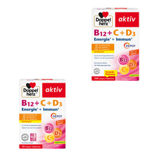 Doppelherz aktiv B12+ C+ D3 Depot-Tabletten, 2 Packungen (30 & 100)