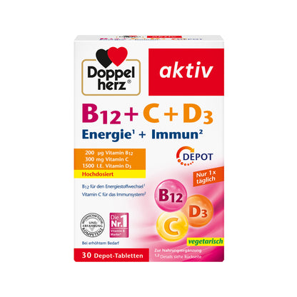 Doppelherz aktiv B12+ C+ D3 Depot-Tabletten, 30er Packung
