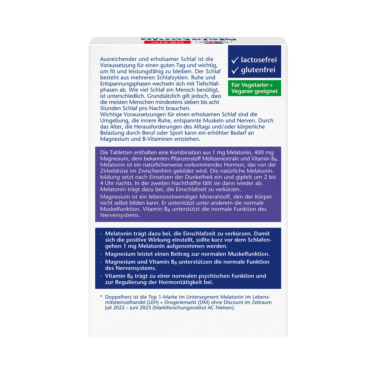 Doppelherz aktiv Melatonin+Magnesium 400 Schachtel mit Anwendungshinweisen