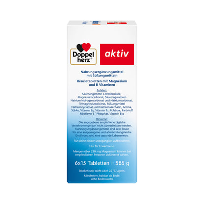 Doppelherz aktiv Magnesium 400 Brausetabletten, Rückseite der Umverpackung mit Zutatenliste
