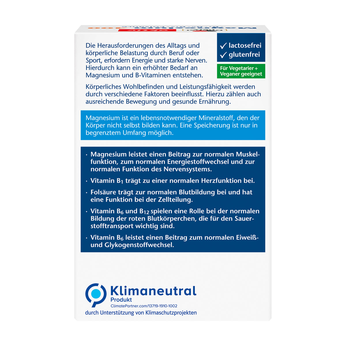 Doppelherz aktiv Magnesium 400 Brausetabletten, Info-Box mit Klimaneutral-Label