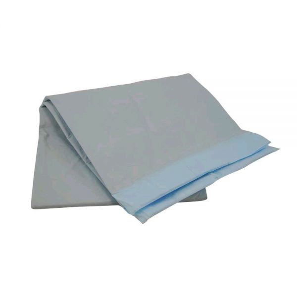 MaiMed Inkontinenzunterlage mit Saugschicht, grau und blau, flach gefaltet