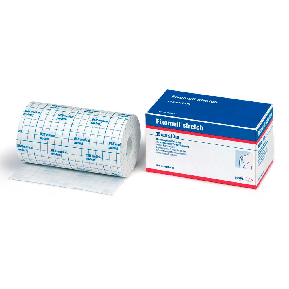 Klebevlies-Rolle mit Rasterdruck, BSN Fixomull® Stretch, blau-weiß