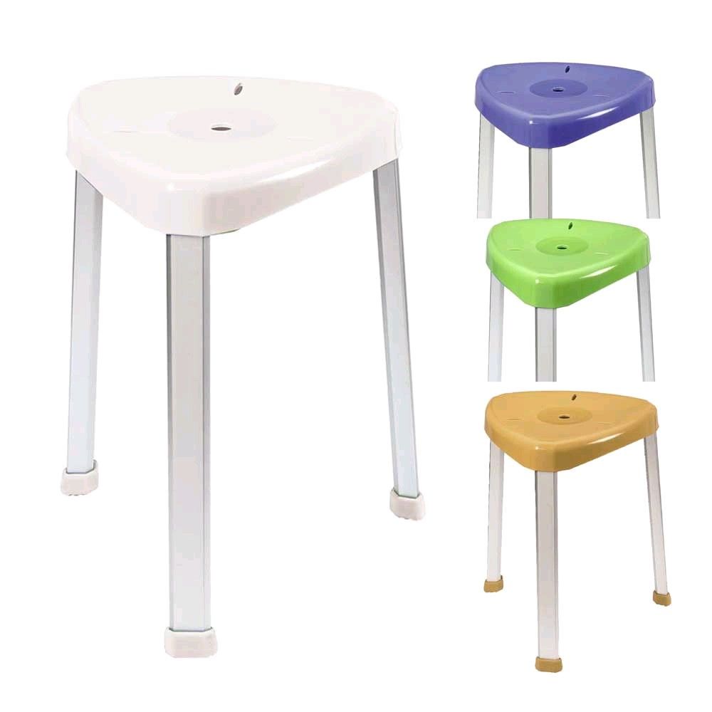 Eck-Duschhocker mit weißem Sitz, höhenverstellbare Beine und Standkufen