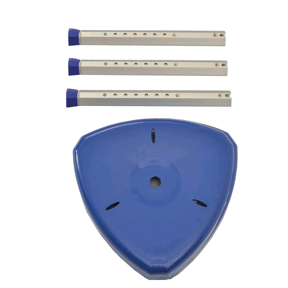 Blauer Duschhocker-Sitz mit Montagebohrungen und verstellbaren Streben
