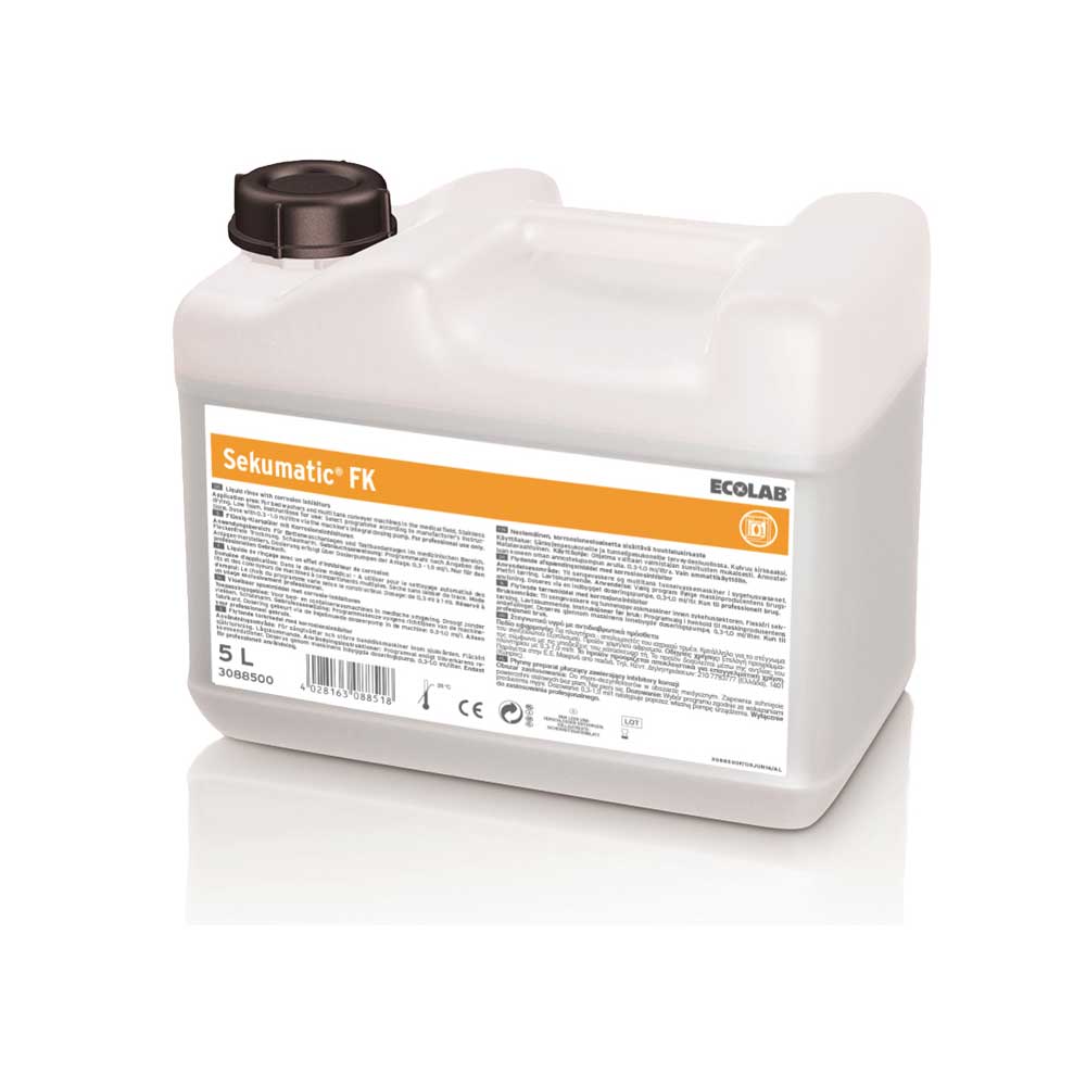 Ecolab Sekumatic FK Klarspüler Kanister, 5 l, Rückansicht mit Deckel