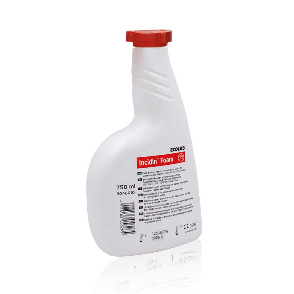Ecolab Incidin Foam Flächendesinfektion, 750-ml-Sprühflasche mit rotem Deckel