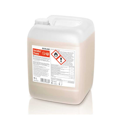 Ecolab Incidin Foam Flächendesinfektion, 5-L-Kanister mit Etikett und Warnsymbolen