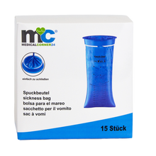 Medicalcorner24 Spuckbeutel latexfrei, 1,5 l, 15 Stück, blau, Packung