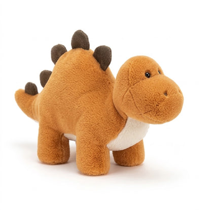 Körnerkissen Dinosaurier, orangefarbener Plüschdino mit weißem Bauch und Pfoten
