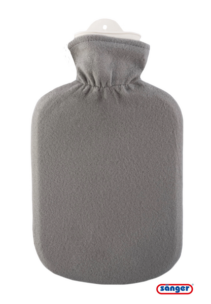 Gummizug-Konturbezug für Wärmflasche, hellgrau, mit Zugkordel, sänger-Logo