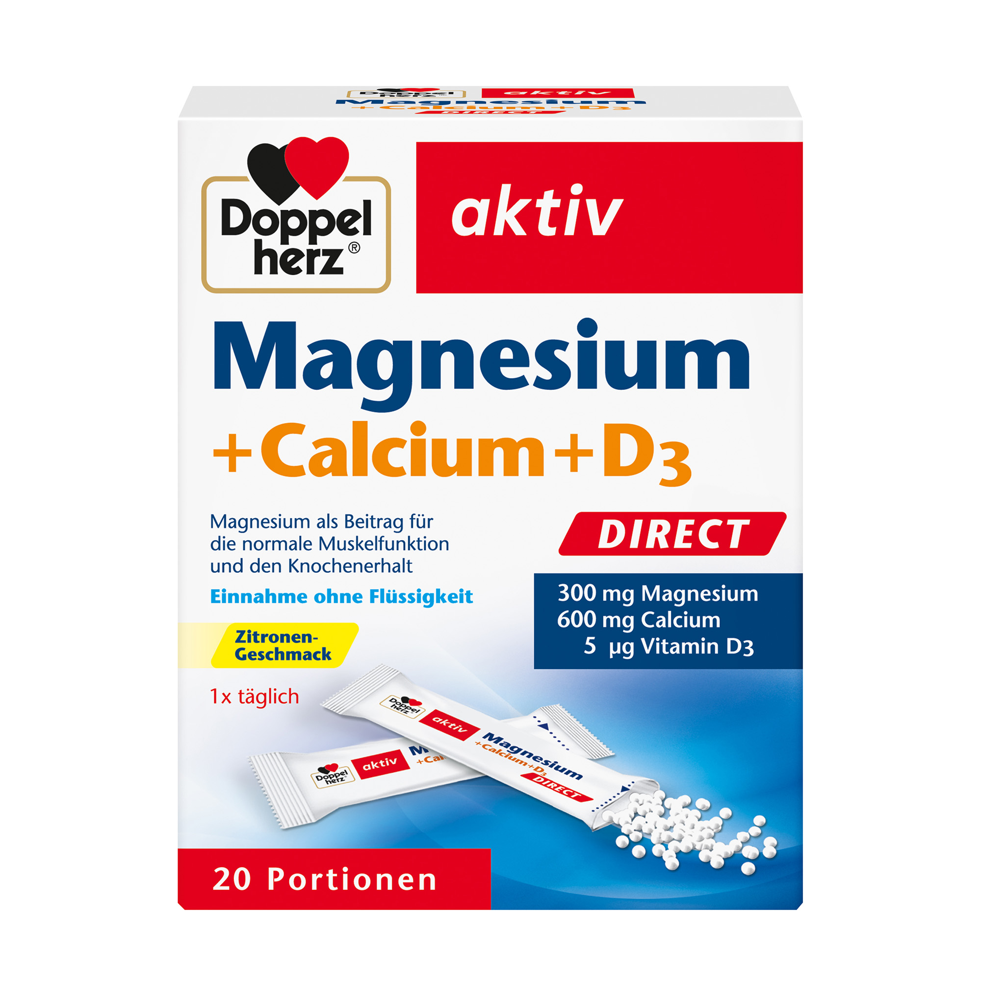 Doppelherz aktiv Magnesium + Calcium + Vitamin D3, 20 Portions