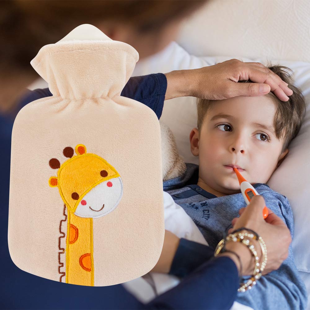 Hot water bottle "Giraffe Zulu", with velour cover