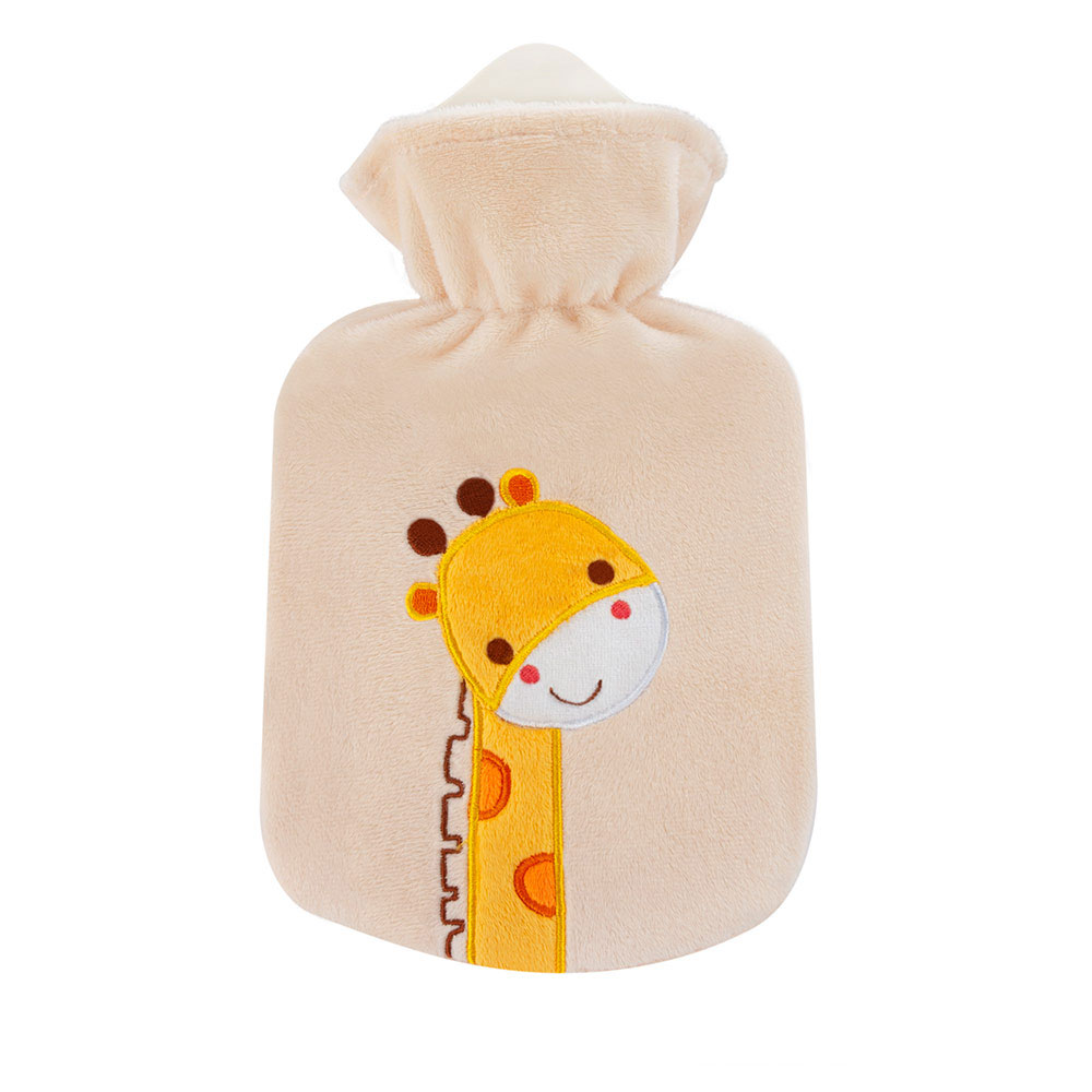 Hot water bottle "Giraffe Zulu", with velour cover