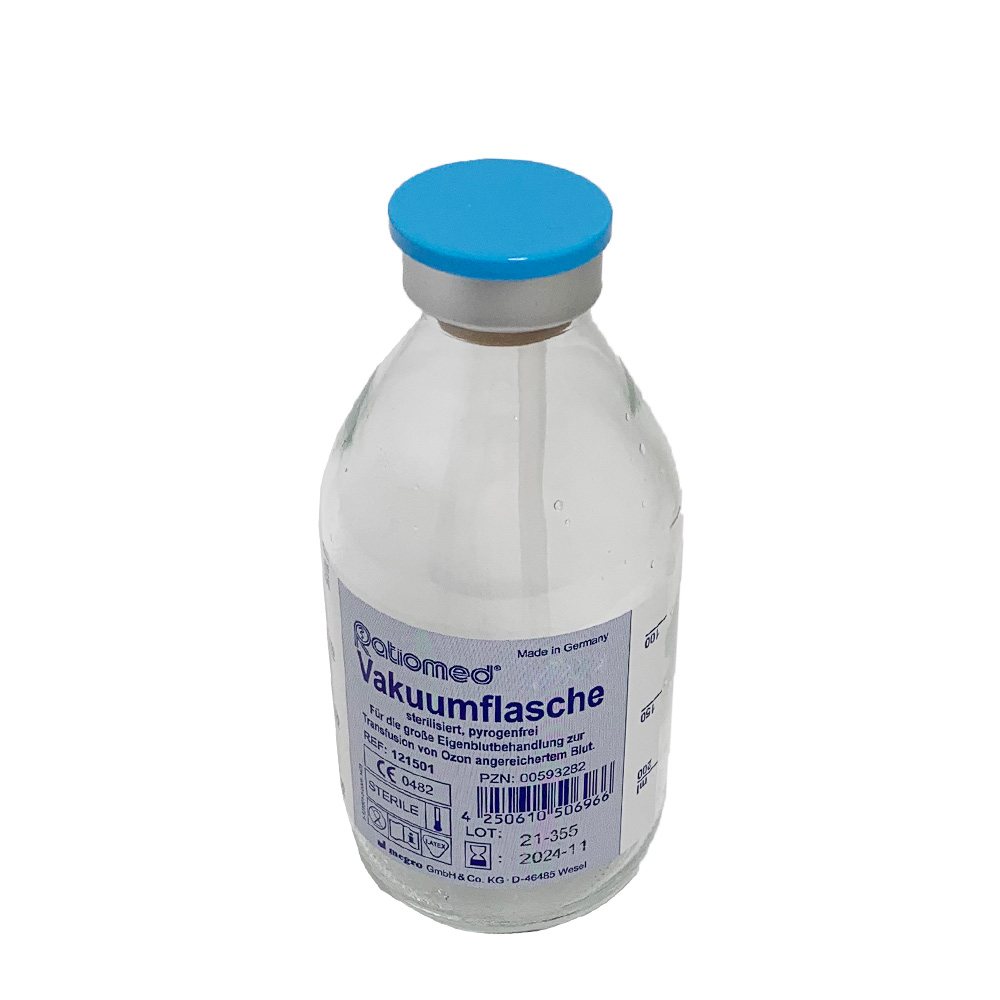 Ratiomed vacuum bottle, ozone therapy, bottle holders, glass, sizes