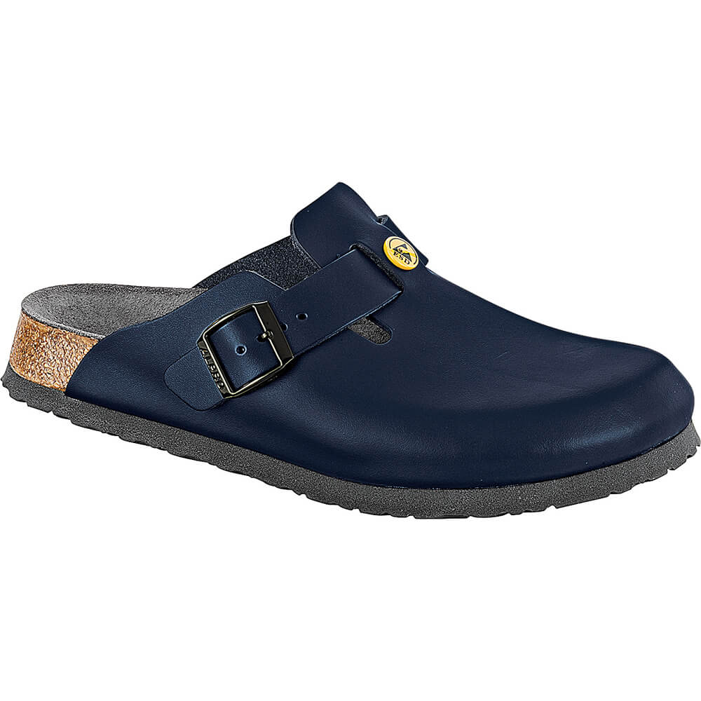 Boston ESD, natural leather, by Birkenstock, narrow, blue, size 39