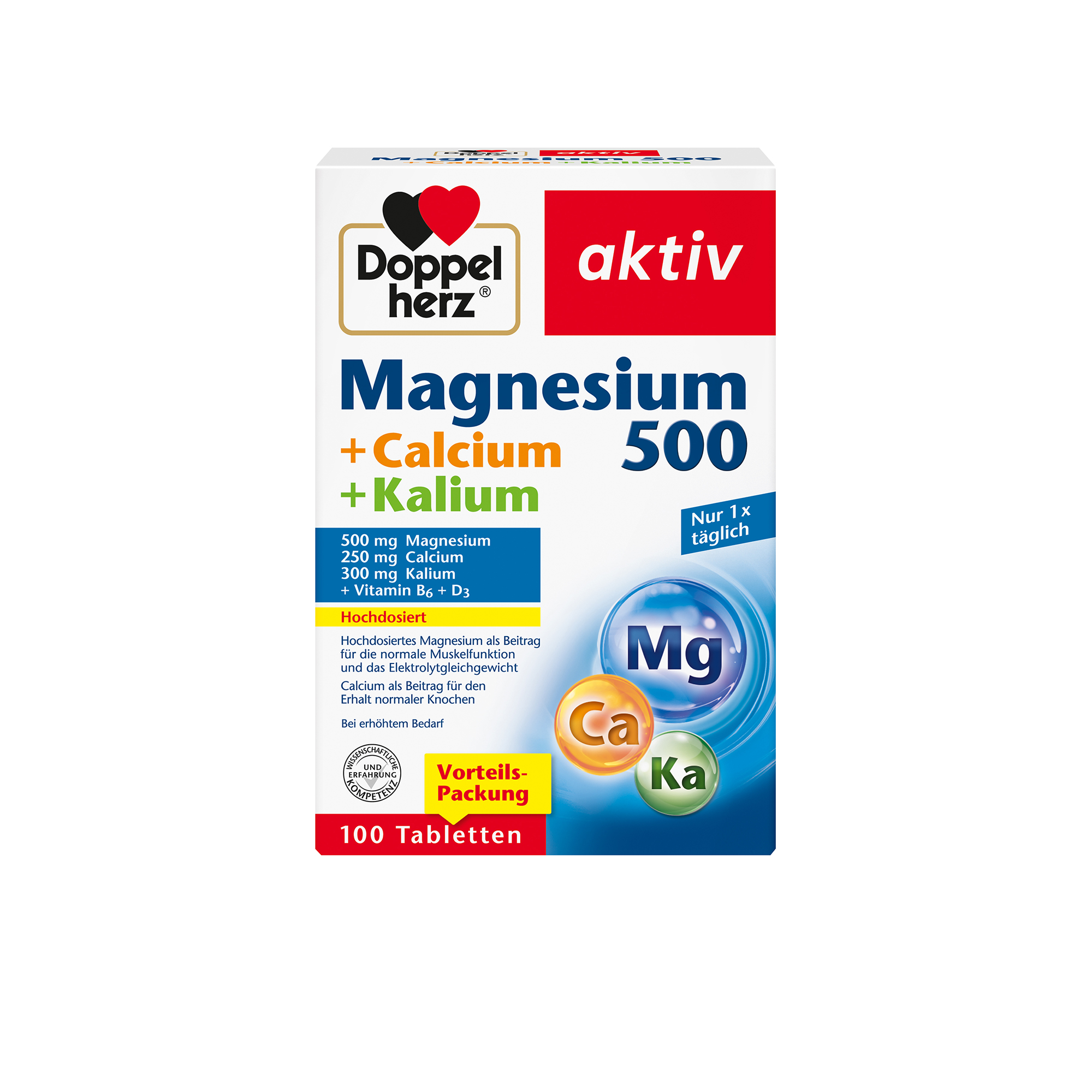 Doppelherz aktiv Magnesium + Calcium + Potassium, 100 Tablets
