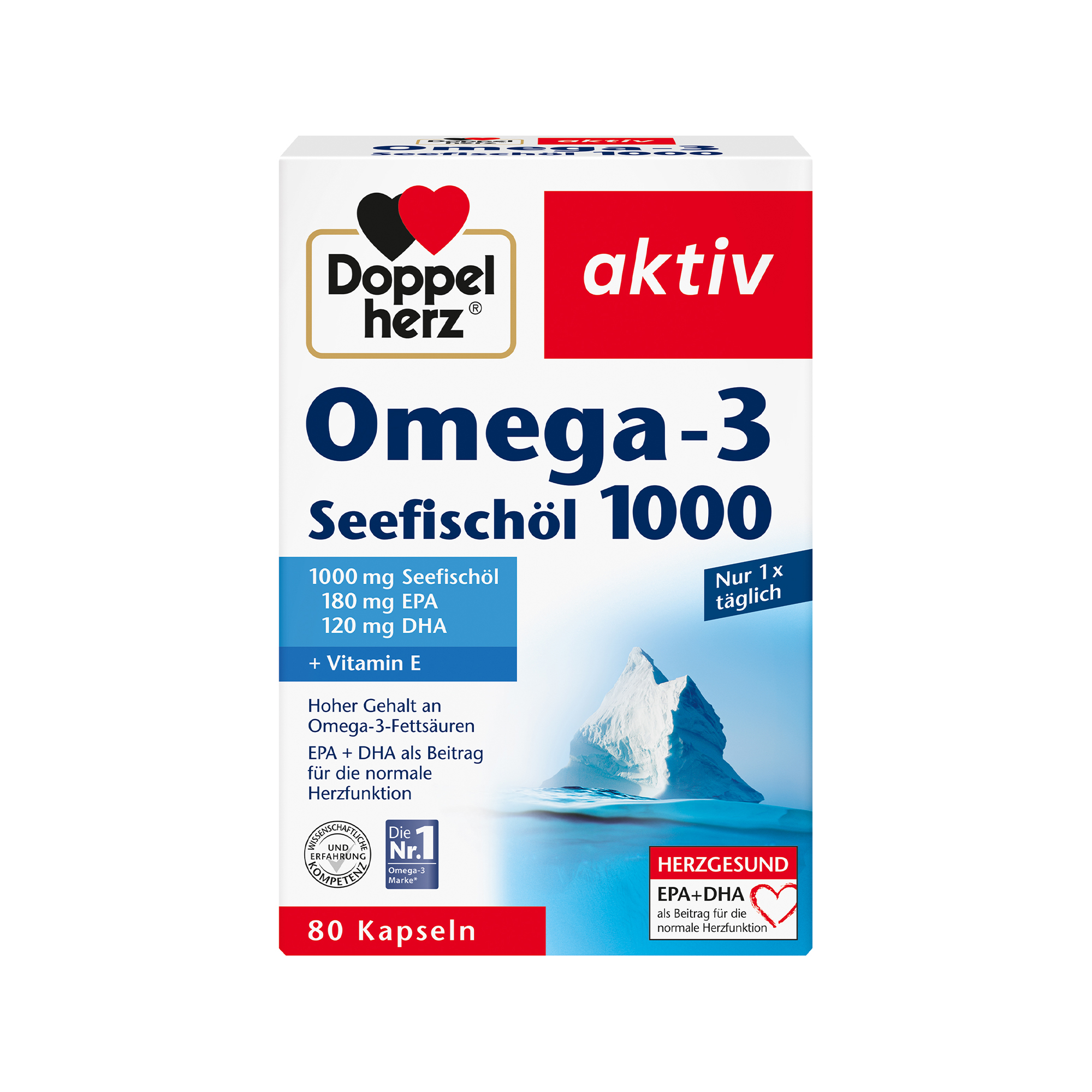 Doppelherz aktiv Omega-3, Fish Oil, 1000mg, 80 Capsules