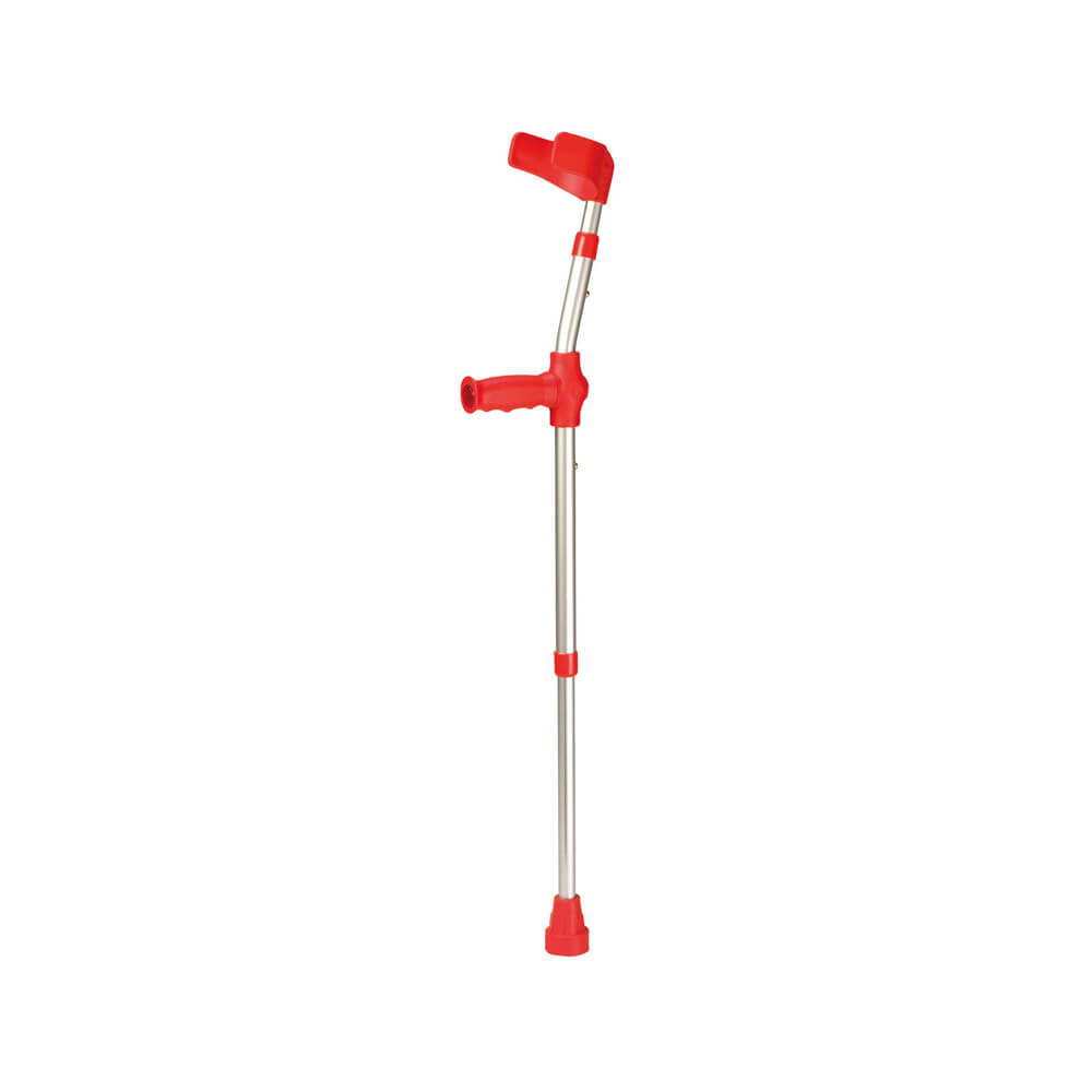 Behrend forearm crutch, height adjustable alu, 135kg, red