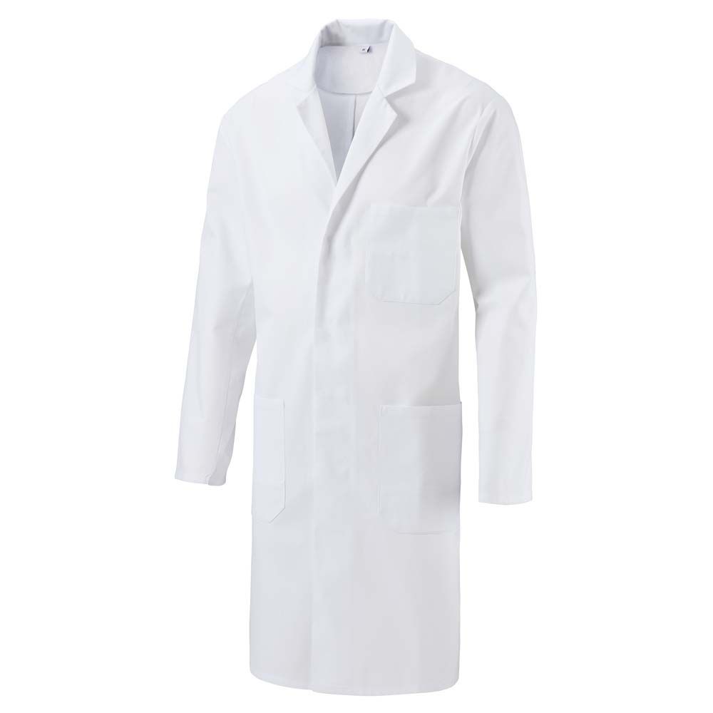 Exner Unisex Coat, Chest / Side Pockets, Push Button, White, XS