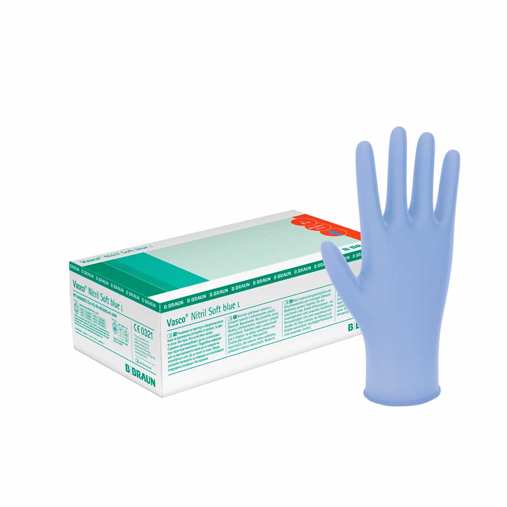 B.Braun Nitrile Gloves Vasco® Nitrile Soft Blue, PF, XL, 180pcs