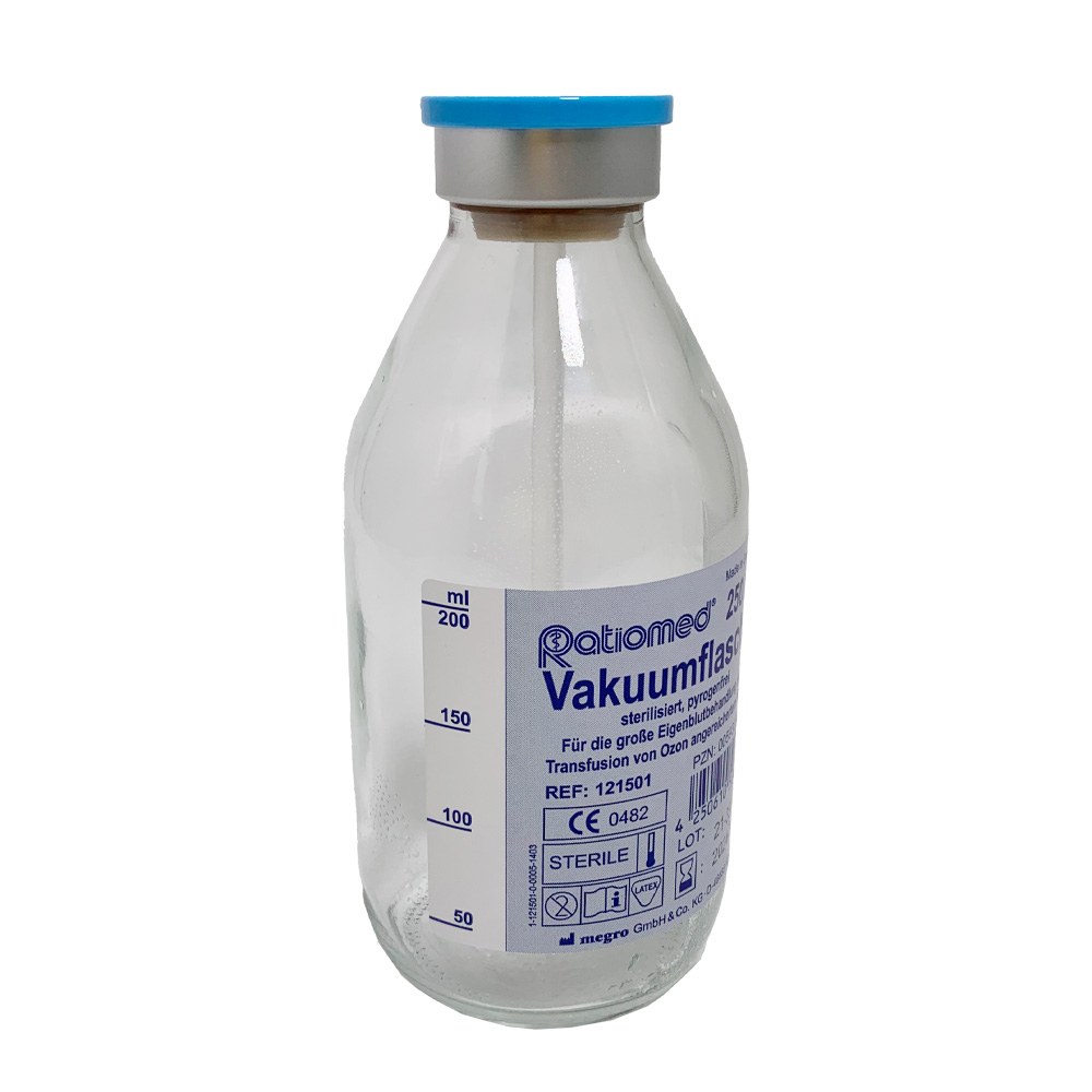 Ratiomed vacuum bottle, ozone therapy, bottle holders, glass, sizes