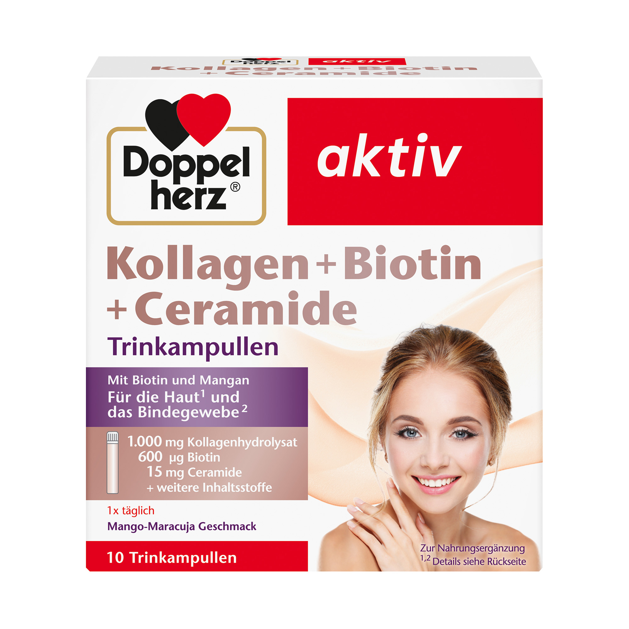 Doppelherz aktiv Collagen, Hyaluron, Ceramides, 10 Drinking Ampoules