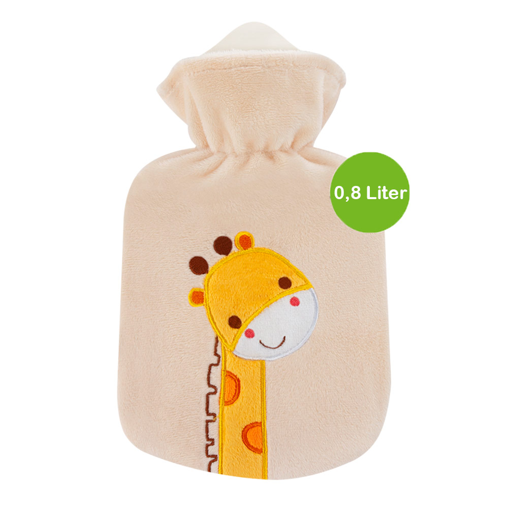 Hot water bottle "Giraffe Zulu", with velour cover