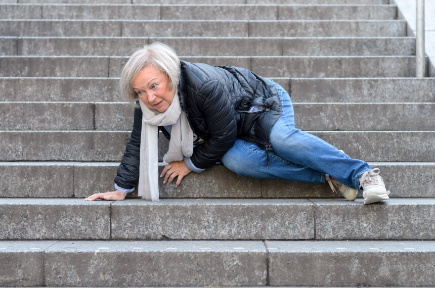 Falls on stairs are particularly dangerous in old age