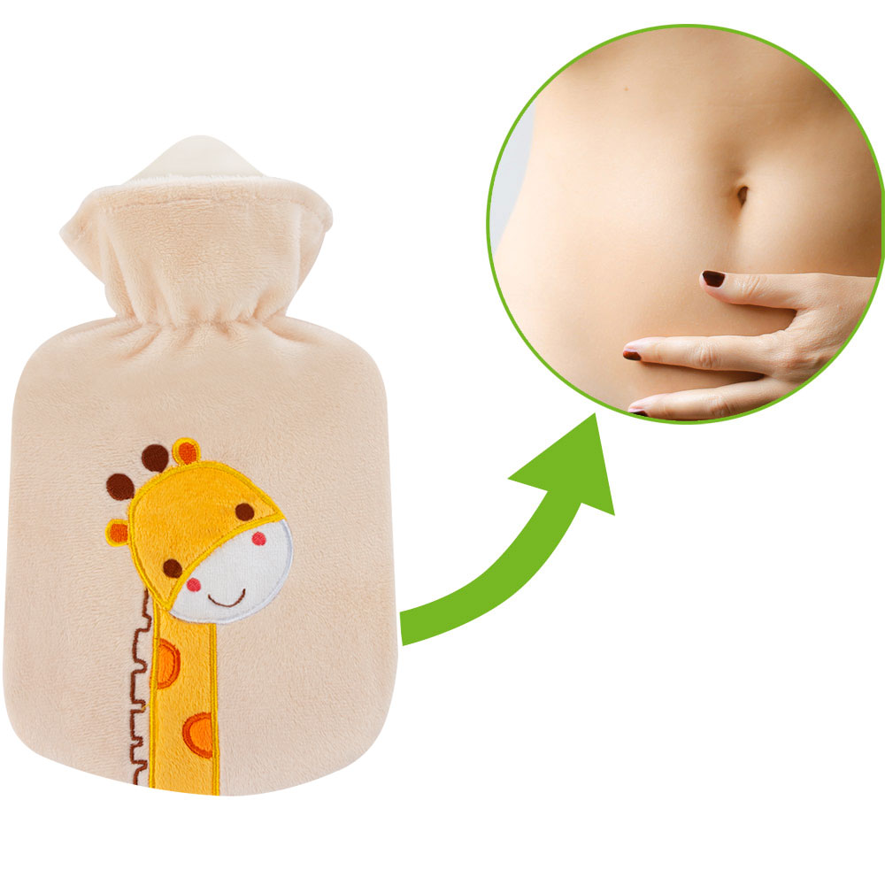 Hot water bottle "Giraffe Zulu", with velour cover