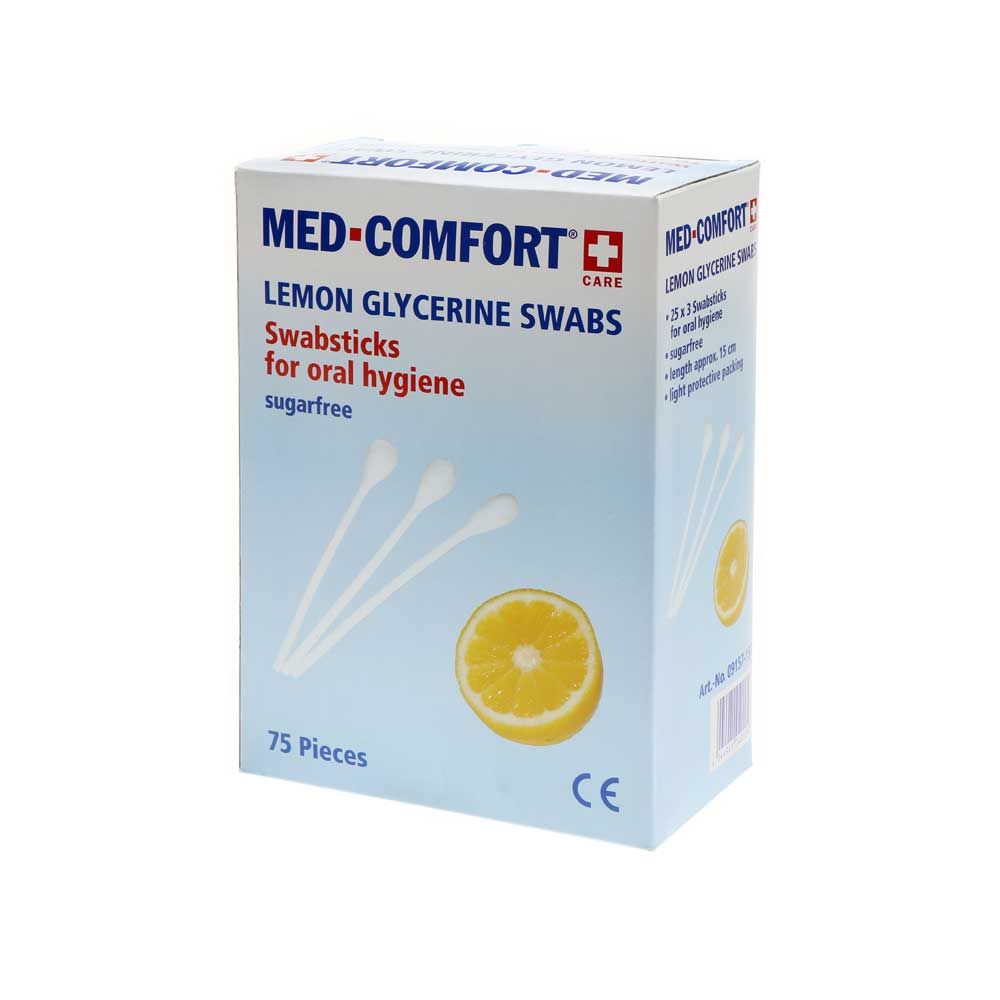 Med Comfort Lemon Oral Care Sticks, 25x 3pcs, 150mm