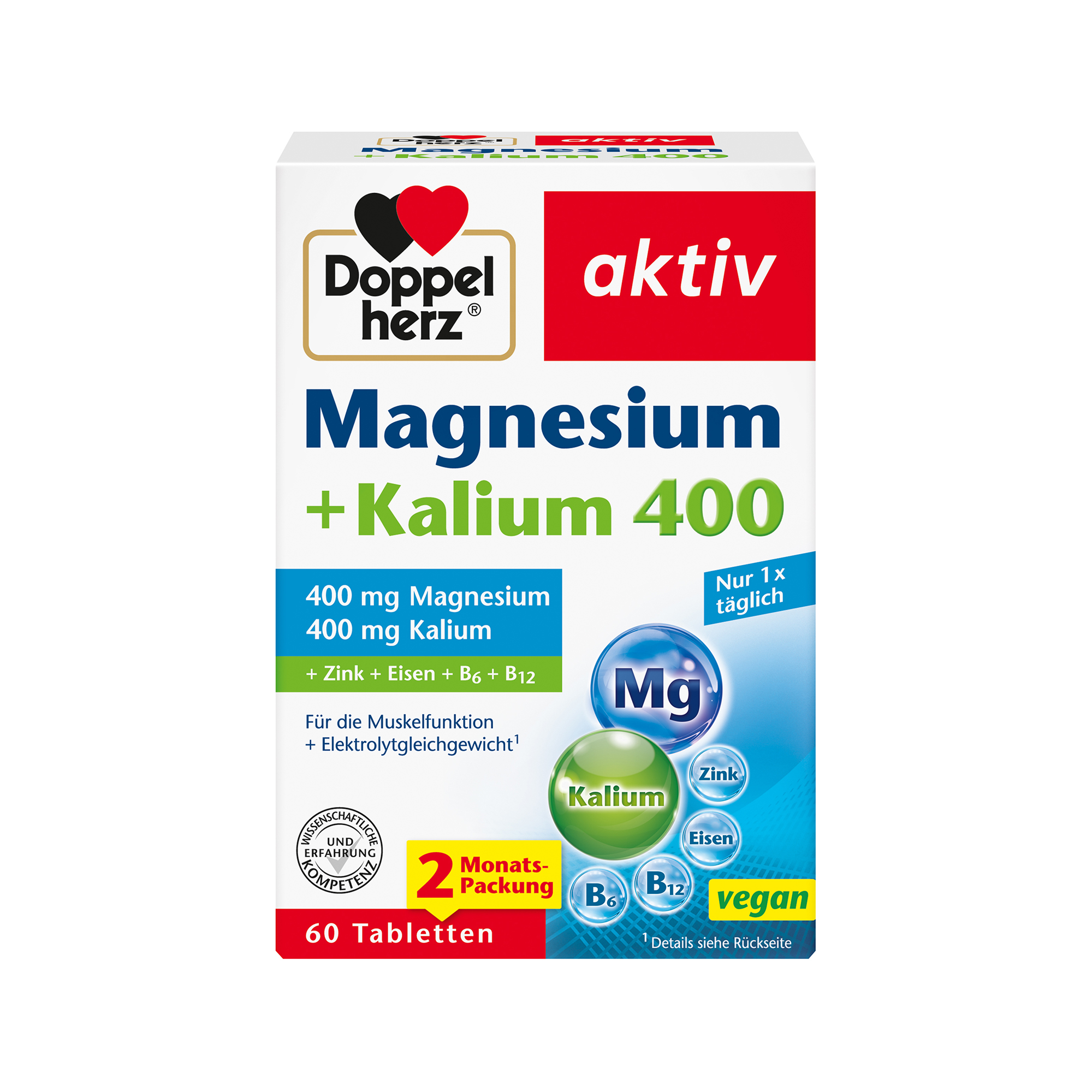 Doppelherz aktiv Magnesium 400 + Potassium, 60 Tablets