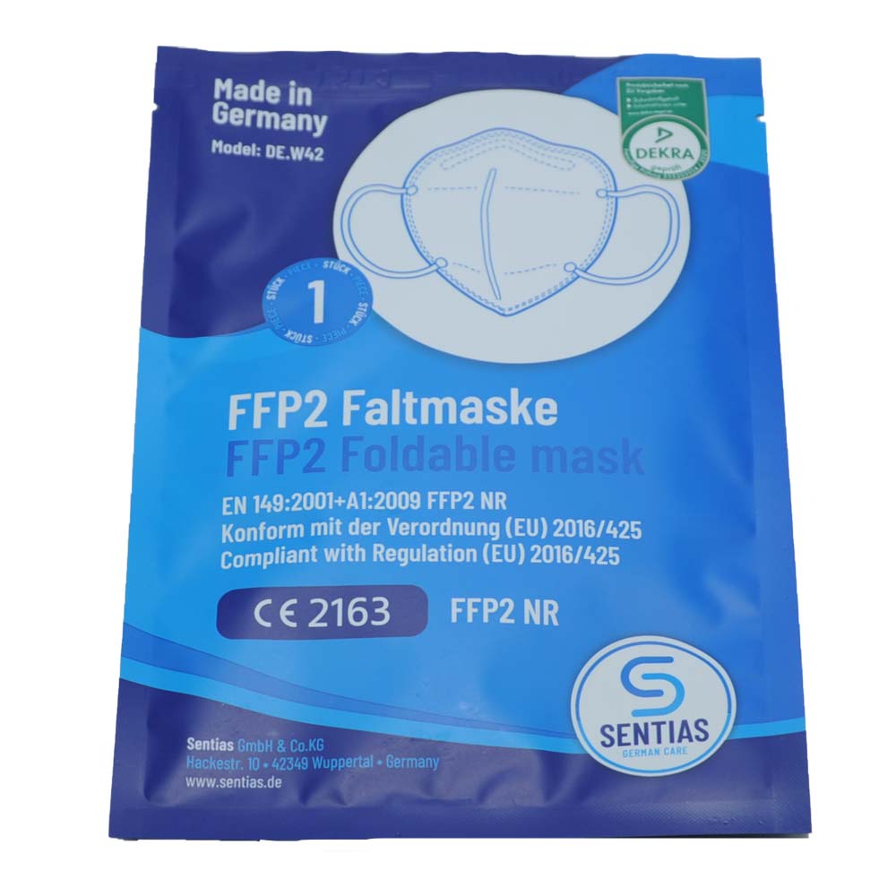 FFP2 respirator mask for folding from sentias, Made in Germany, 1 piece